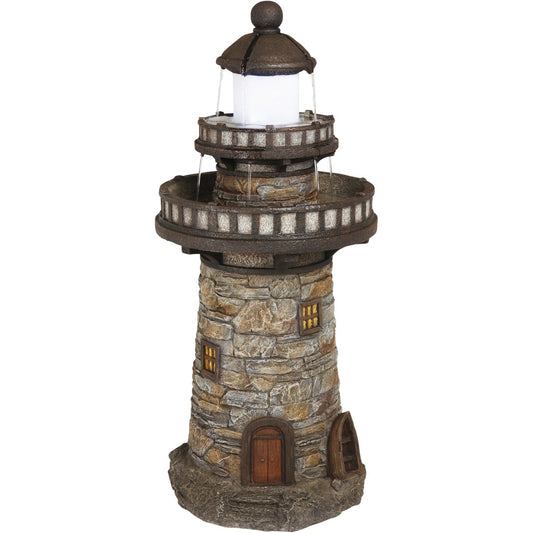 Best Garden 17 In. W. x 37 In. H. x 17 In. L. Resin Lighthouse Fountain