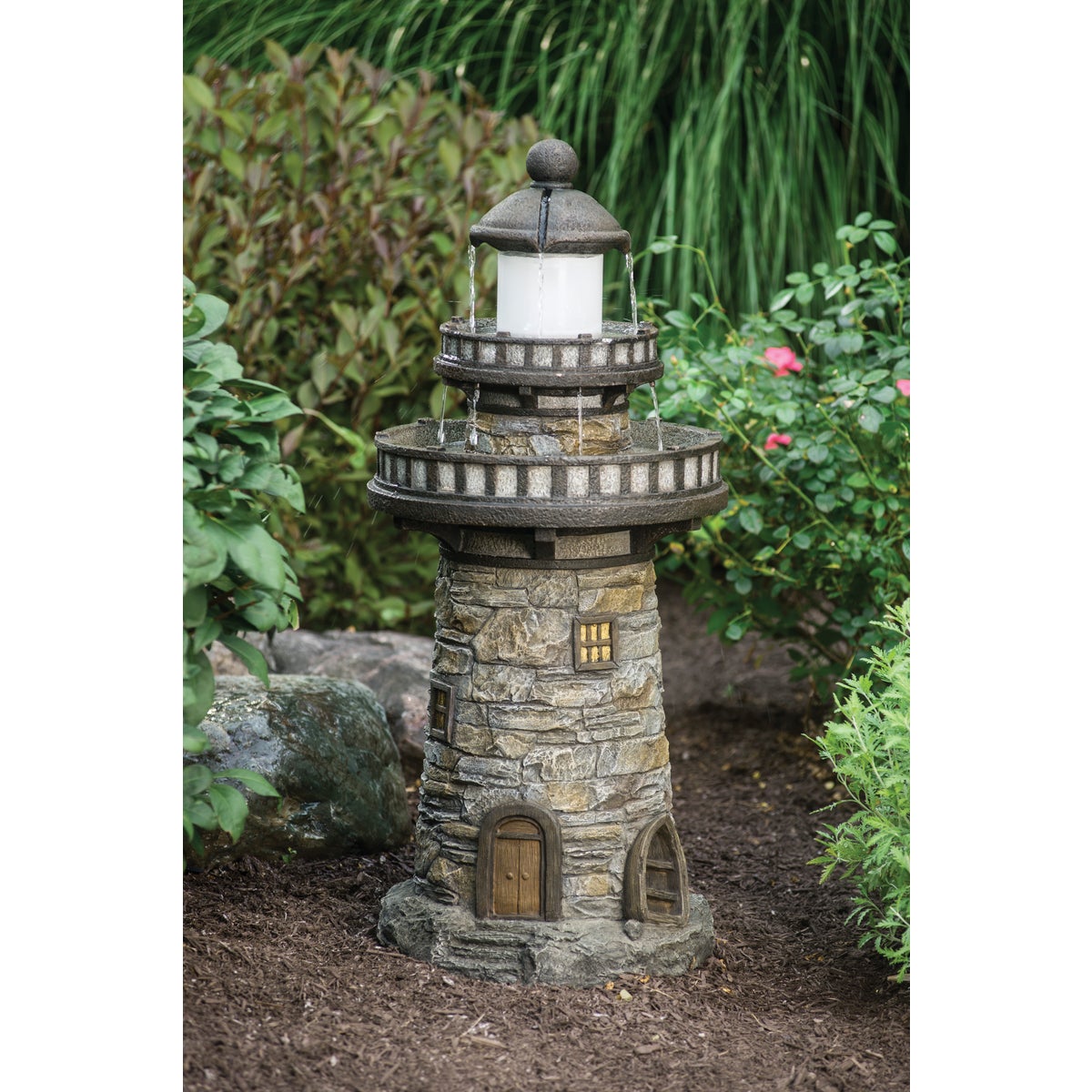 Best Garden 17 In. W. x 37 In. H. x 17 In. L. Resin Lighthouse Fountain