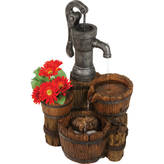 Best Garden 13 In. W. x 30 In. H. x 18 In. L. x Resin Water Pump Planter Fountain