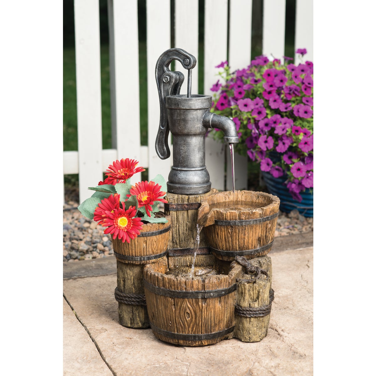 Best Garden 13 In. W. x 30 In. H. x 18 In. L. x Resin Water Pump Planter Fountain