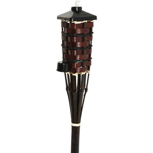 Outdoor Expressions 5 Ft. Brown Square Bamboo Patio Torch