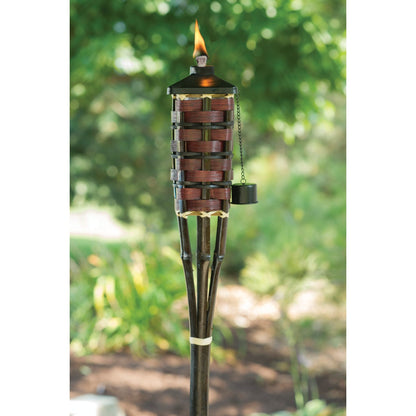 Outdoor Expressions 5 Ft. Brown Square Bamboo Patio Torch