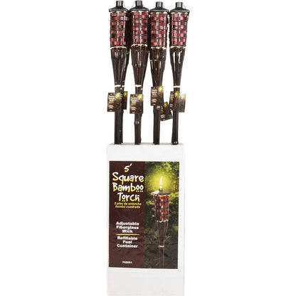 Outdoor Expressions 5 Ft. Brown Square Bamboo Patio Torch
