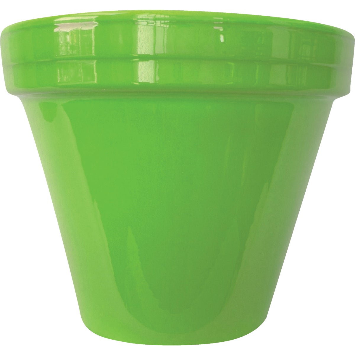 Ceramo Spring Fever 8-1/2 In. H. x 7-1/2 In. Dia. Bright Green Clay Flower Pot