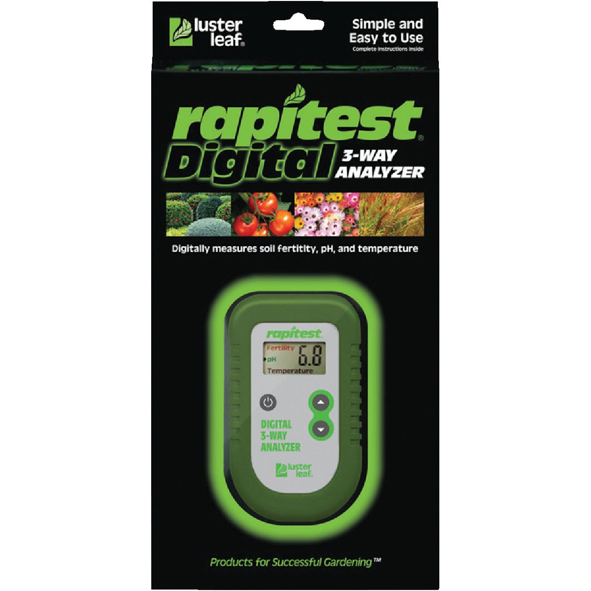 Rapitest Plastic w/Metal Probe 3-Way Digital Soil Tester