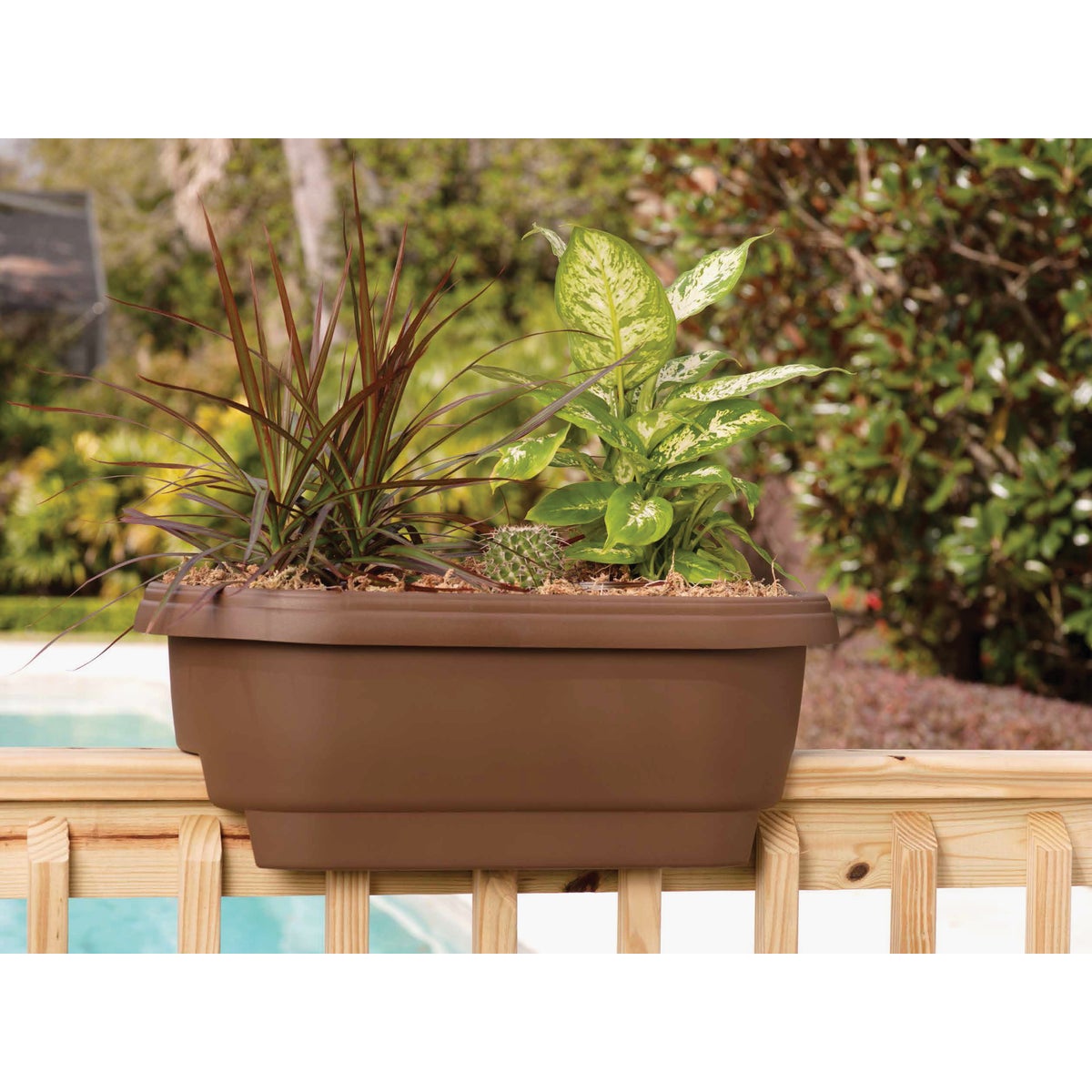 Bloem 24 In. L. Resin Terra Cotta Deck Rail Planter