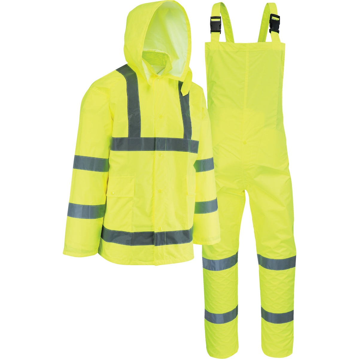 West Chester Large 3-Piece Fluorescent Hi-Vis Yellow Rain Suit