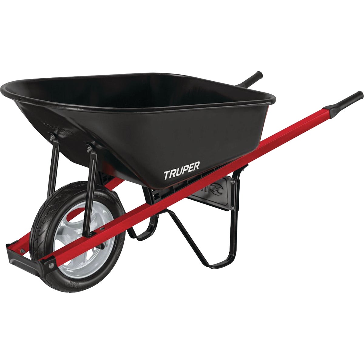 Truper 6 Cu. Ft. Steel Wheelbarrow with Flat Free Tire