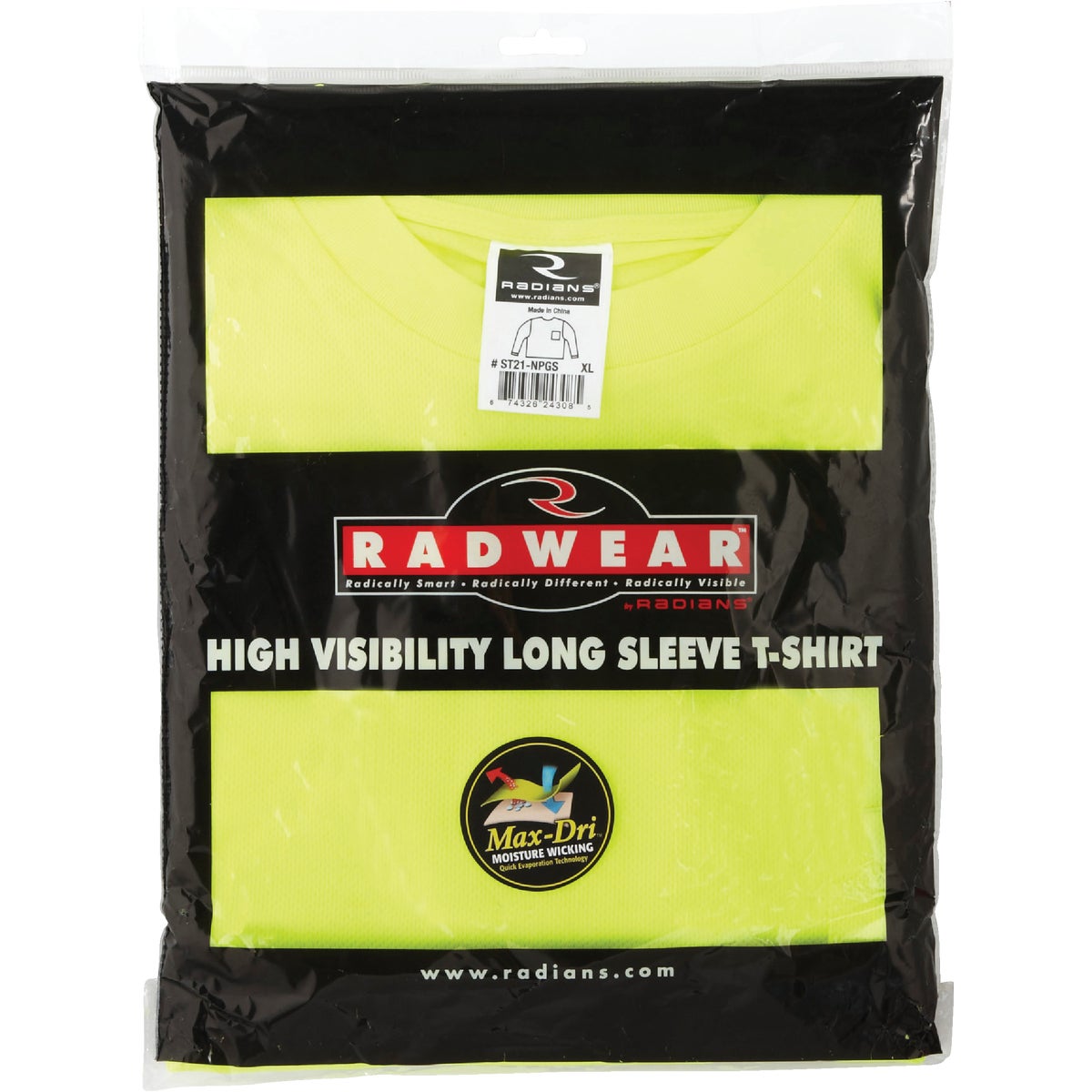 Radians Rad Wear Hi-Vis Green Safety T-Shirt XL