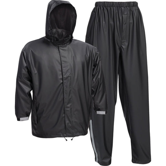 West Chester Large 3-Piece Black Polyester Rain Suit