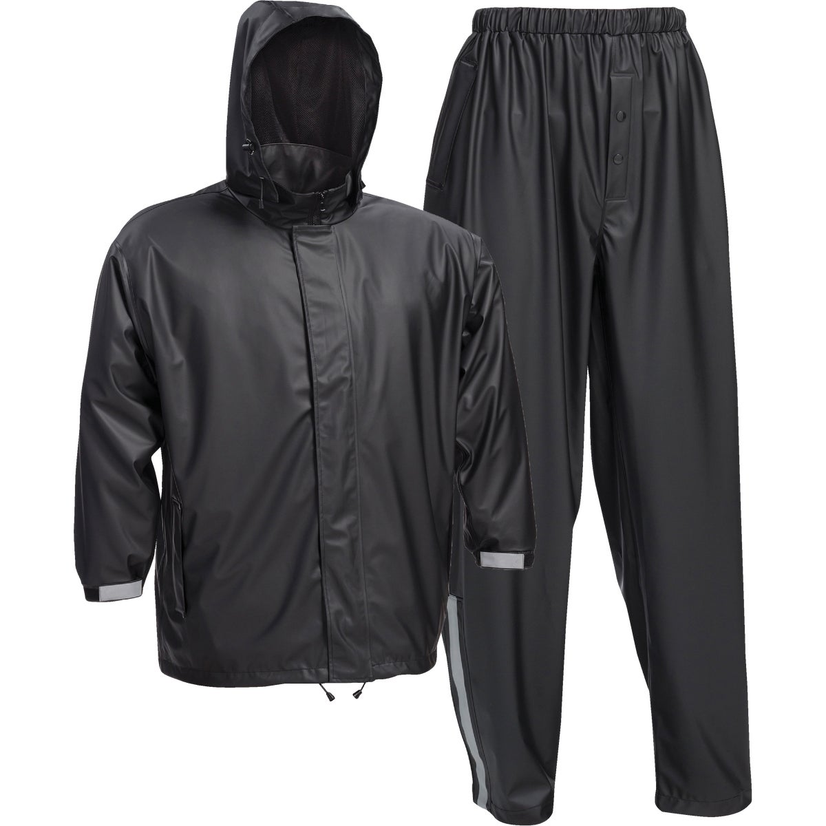 West Chester XL 3-Piece Black Polyester Rain Suit