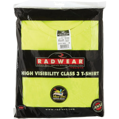 Radians Rad Wear ANSI Class 3 Hi Vis Green Safety T-Shirt 2XL