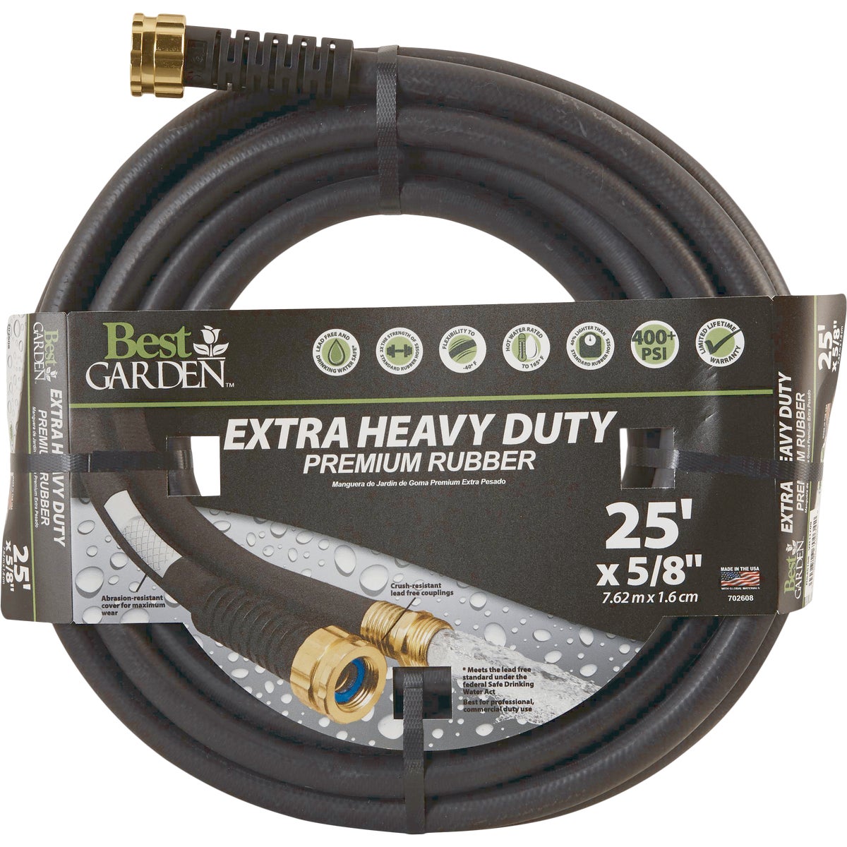 Best Garden 5/8 In. Dia. x 25 Ft. L. Drinking Water Safe Hot Water Rubber Garden Hose