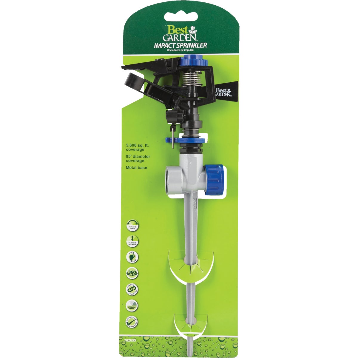 Best Garden Poly & Metal 5600 Sq. Ft. Spike Impulse Sprinkler