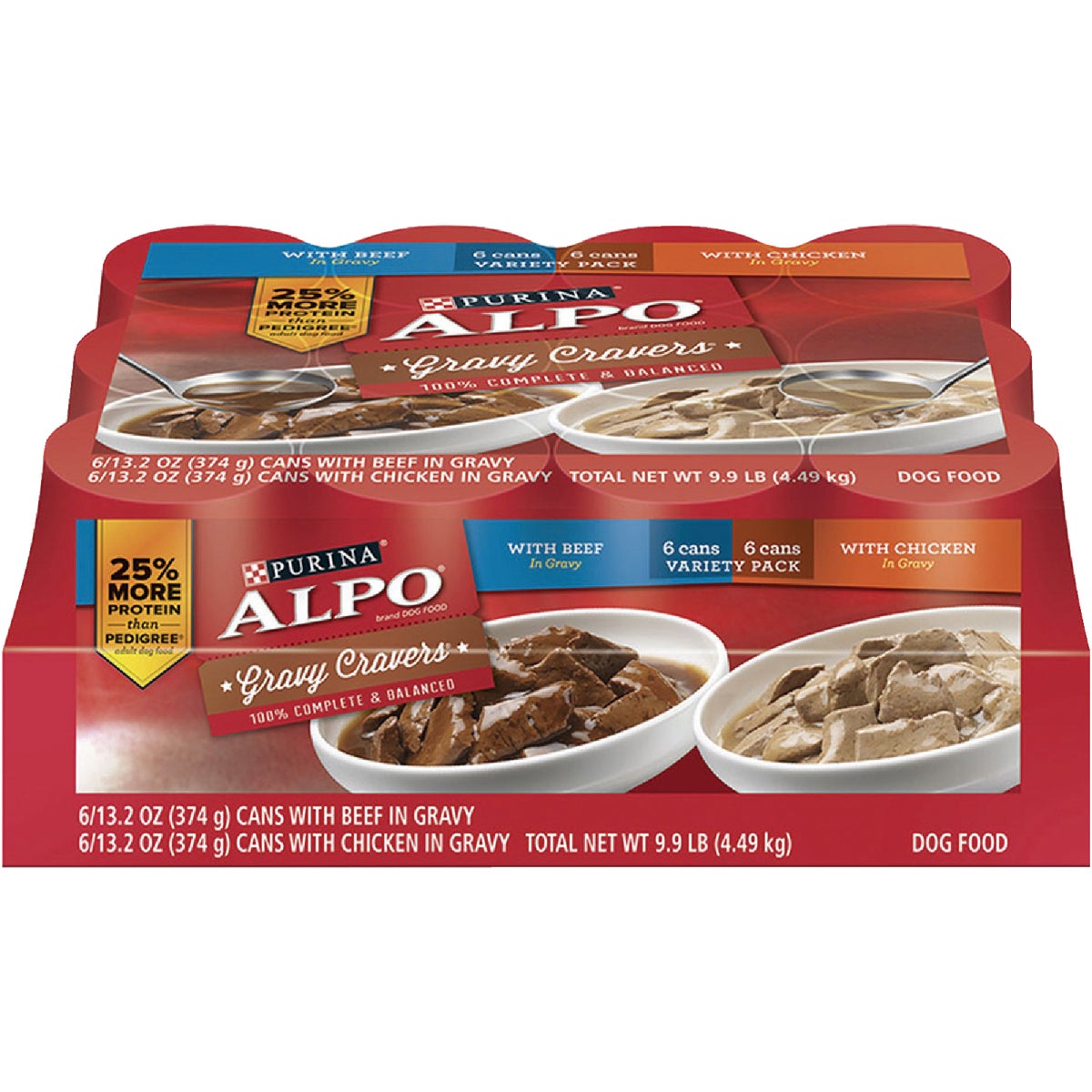 Alpo Gravy Cravers Chicken and Beef Wet Dog Food, 12 Cans