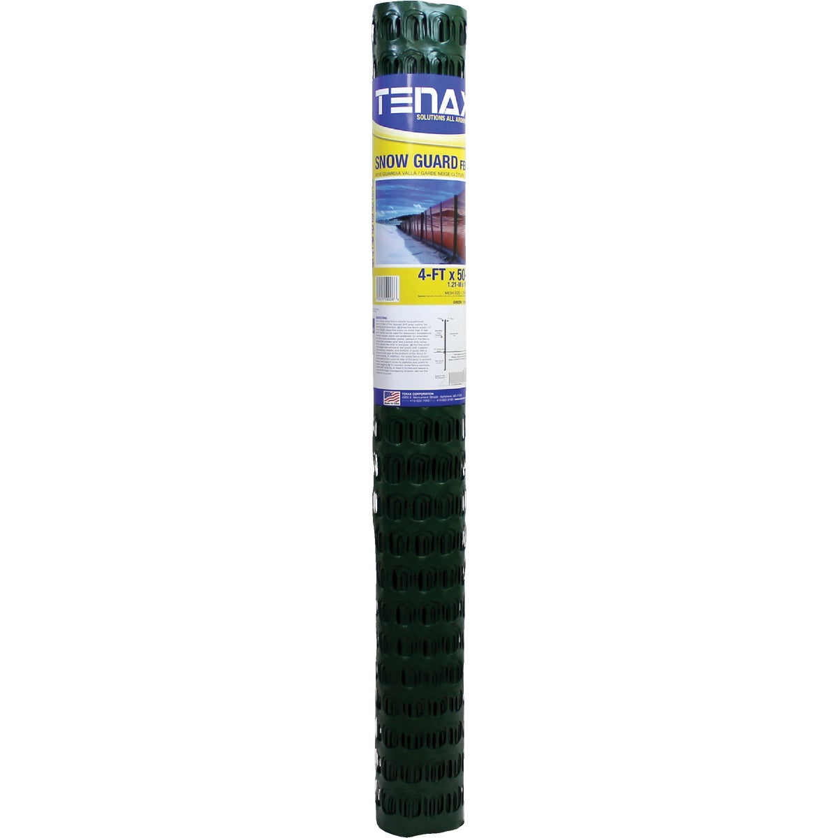 Tenax Sno-Guard 4 Ft. H. x 50 Ft. L. Polyethylene Snow Safety Fence, Green