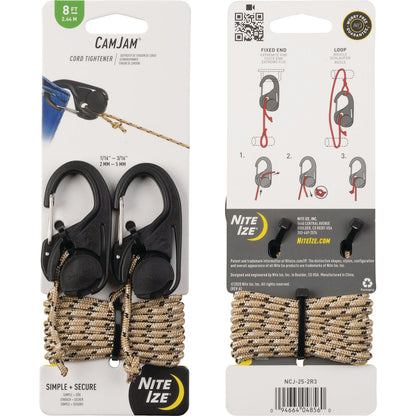 Nite Ize CamJam Rope Tightener with Rope, (2-Pack)