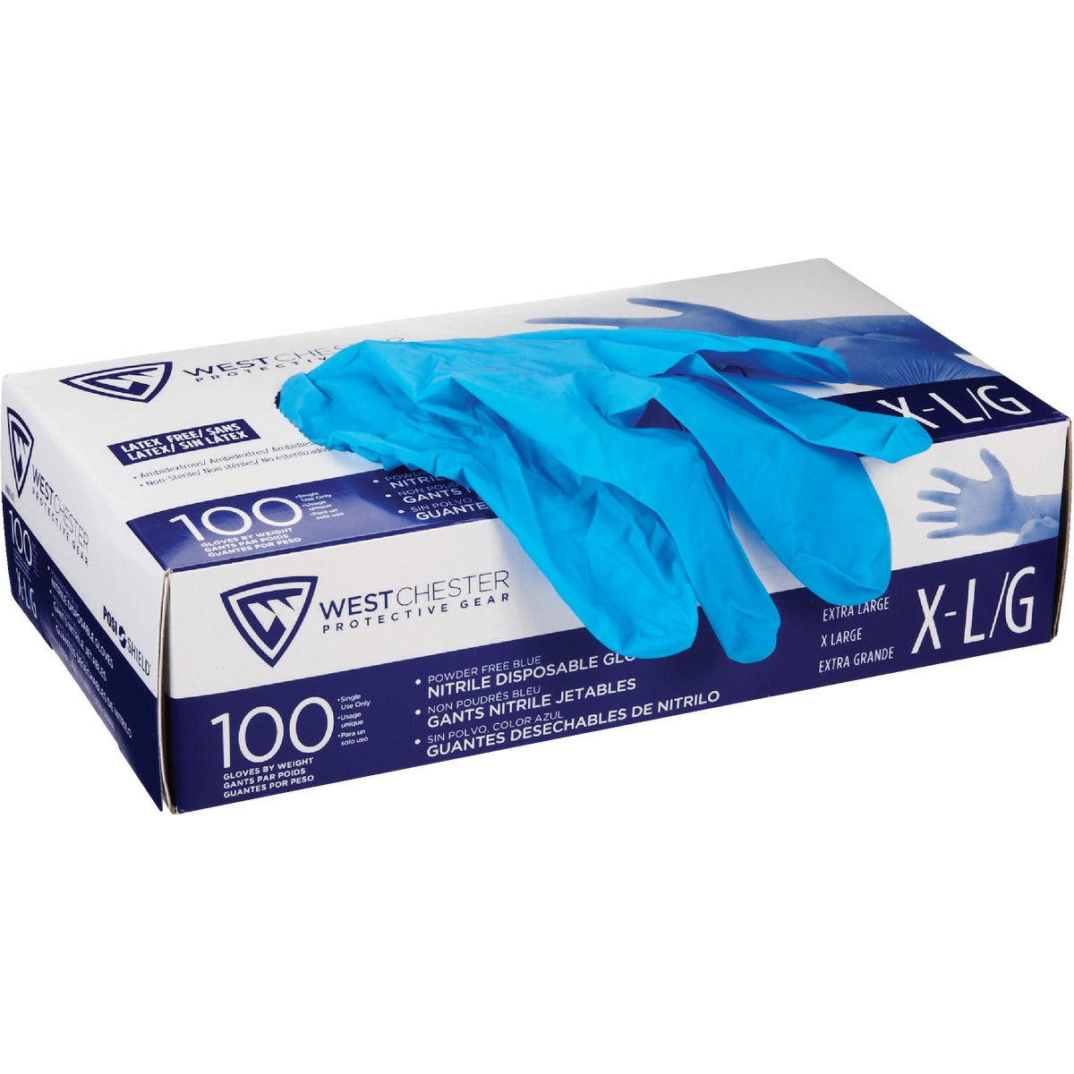 West Chester Protective Gear Posi Shield XL Nitrile Disposable Glove with Textured Fingertips (100-Pack)