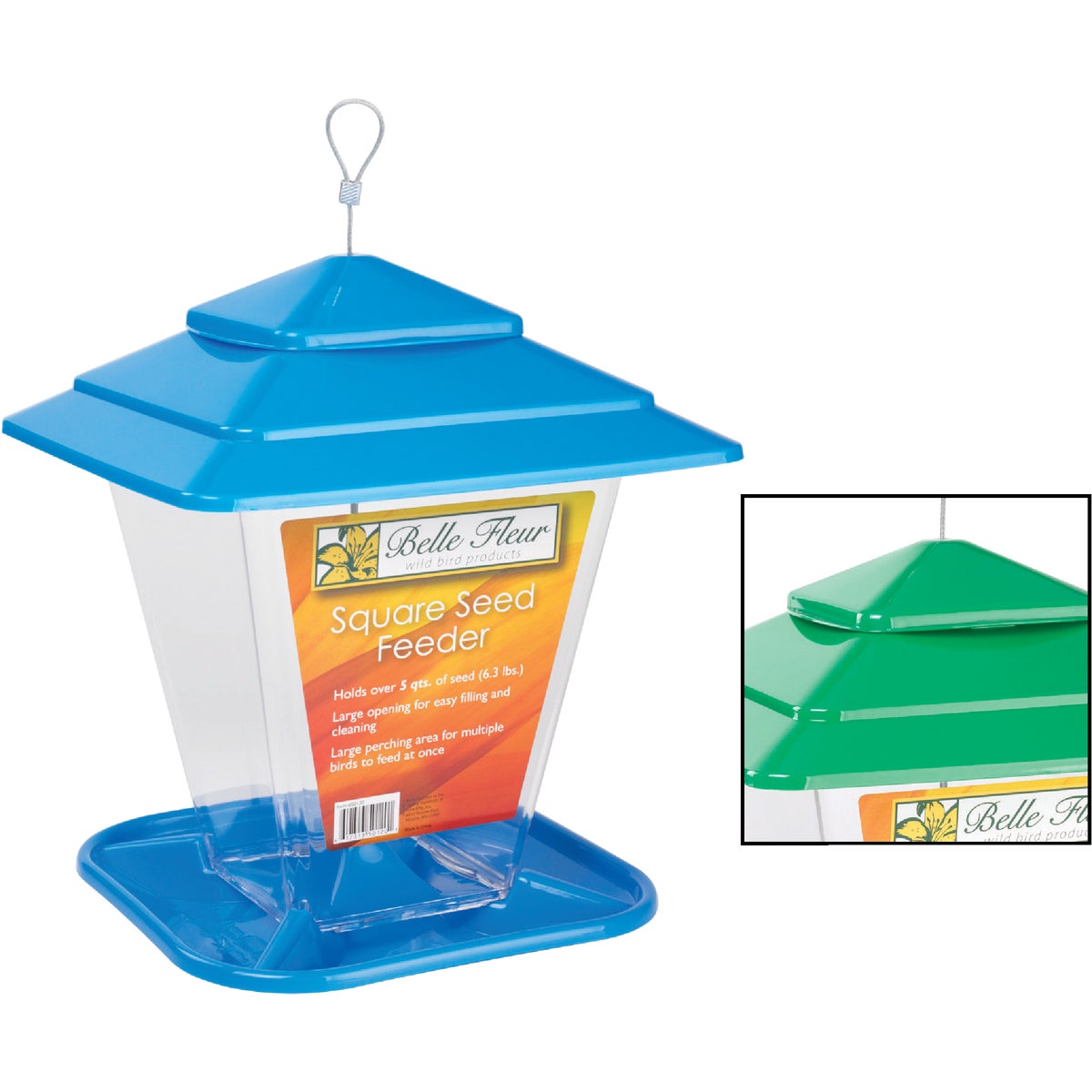 Stokes Select Belle Fleur Plastic 6.3 Lb. Capacity Square Hopper Bird Feeder