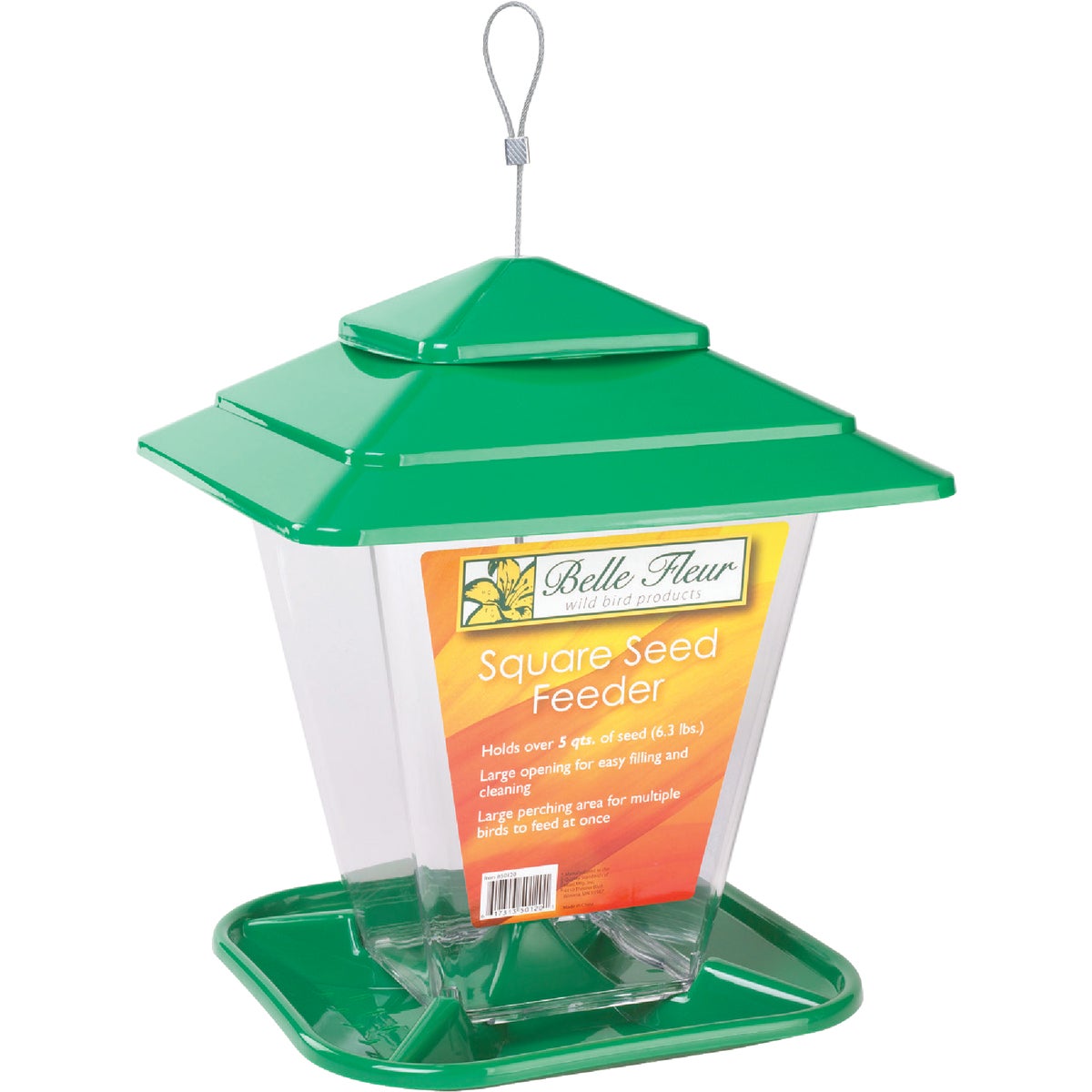 Stokes Select Belle Fleur Plastic 6.3 Lb. Capacity Square Hopper Bird Feeder