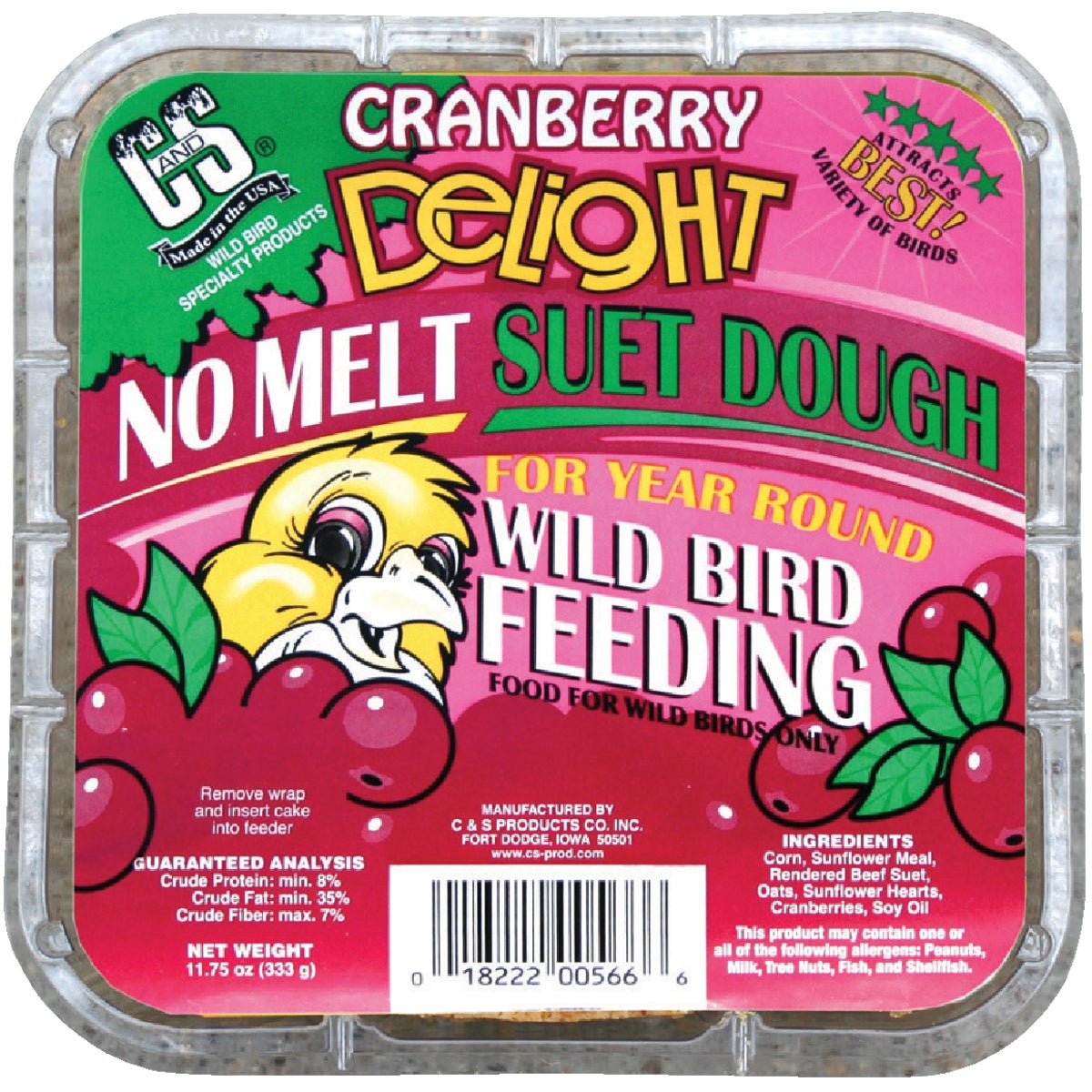 C&S 11-3/4 Oz. Cranberry Delight Suet Dough