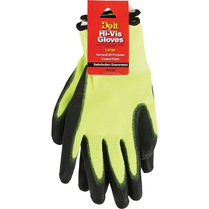 Do it Men's Large High Visibility Polyurethane Coated Glove