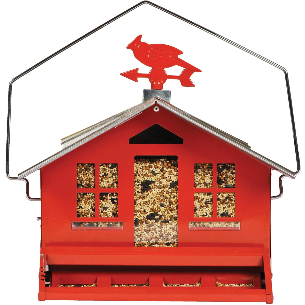 Perky-Pet Squirrel-Be-Gone Red Metal 12 Lb. Capacity Bird Feeder