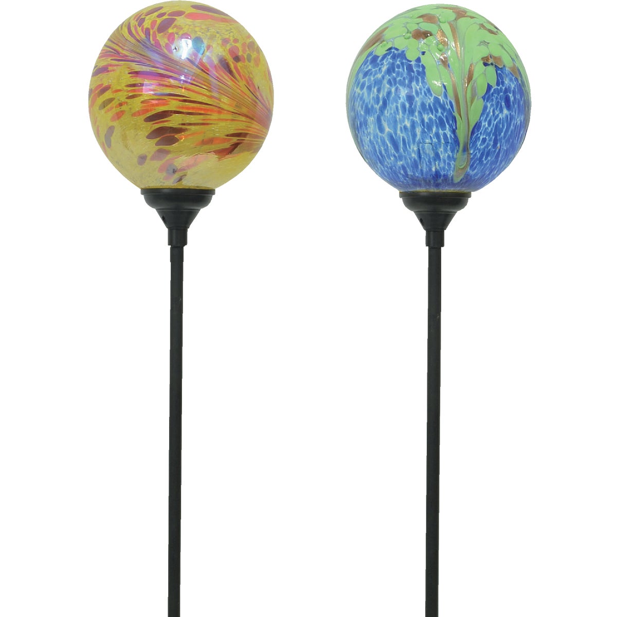 Moonrays Swirled Glass Ball 30 In. H. Solar Stake Light