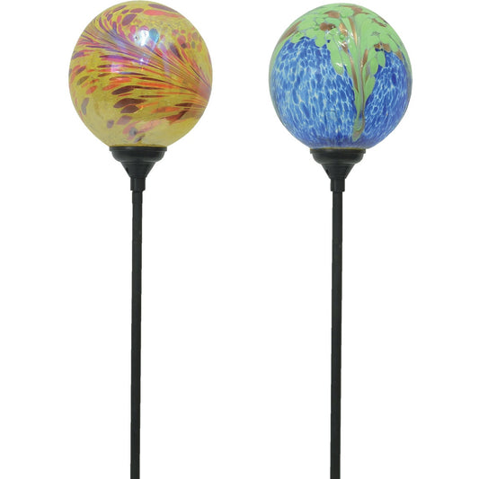 Moonrays Swirled Glass Ball 30 In. H. Solar Stake Light