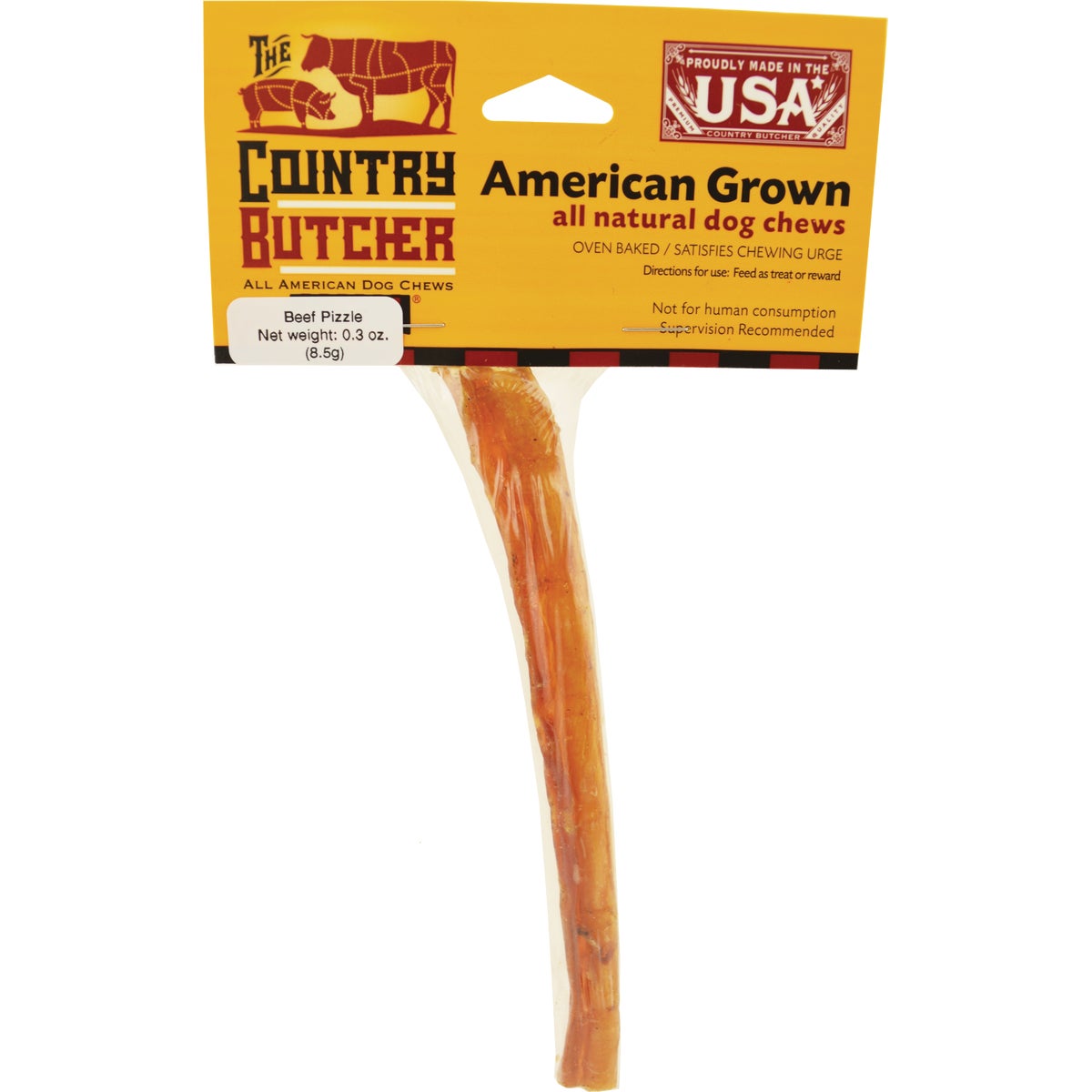 The Country Butcher Beef Bully Stick Dog Treat Chew, 0.3 Oz.