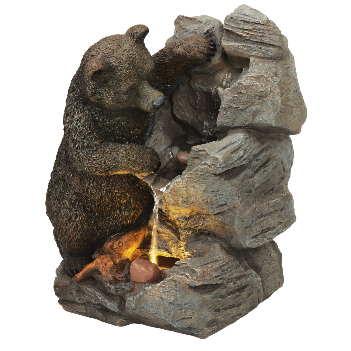 Best Garden 16 In. W. x 25 In. H. x 22 In. L. Resin Bear & Rock Fountain