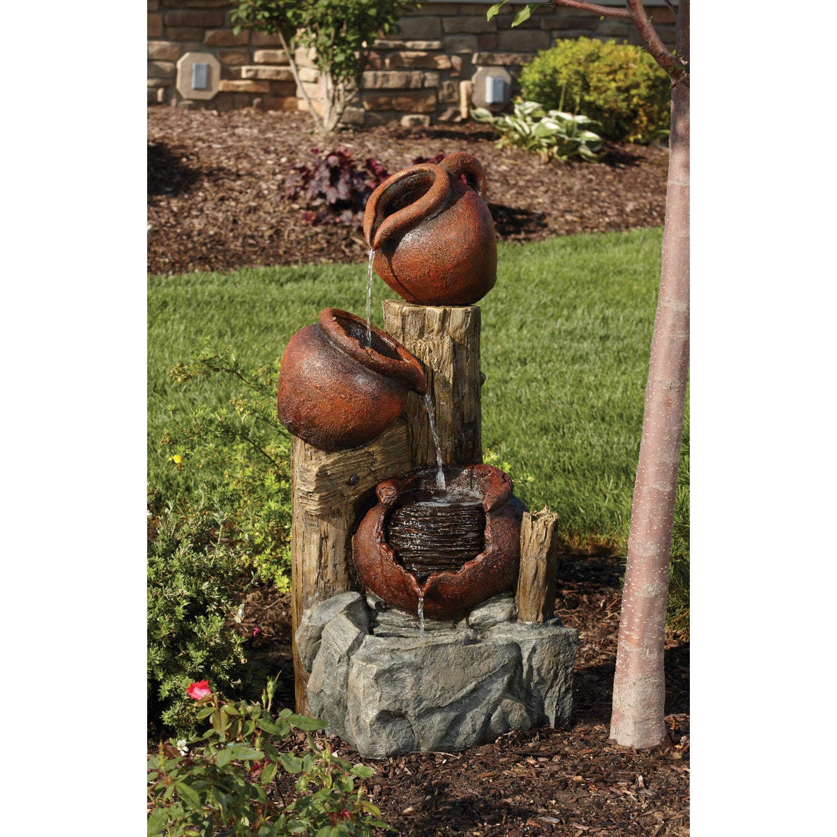 Best Garden 15 In. W. x 35 In. H. x 15 In. L. Resin 3-Pitcher Fountain