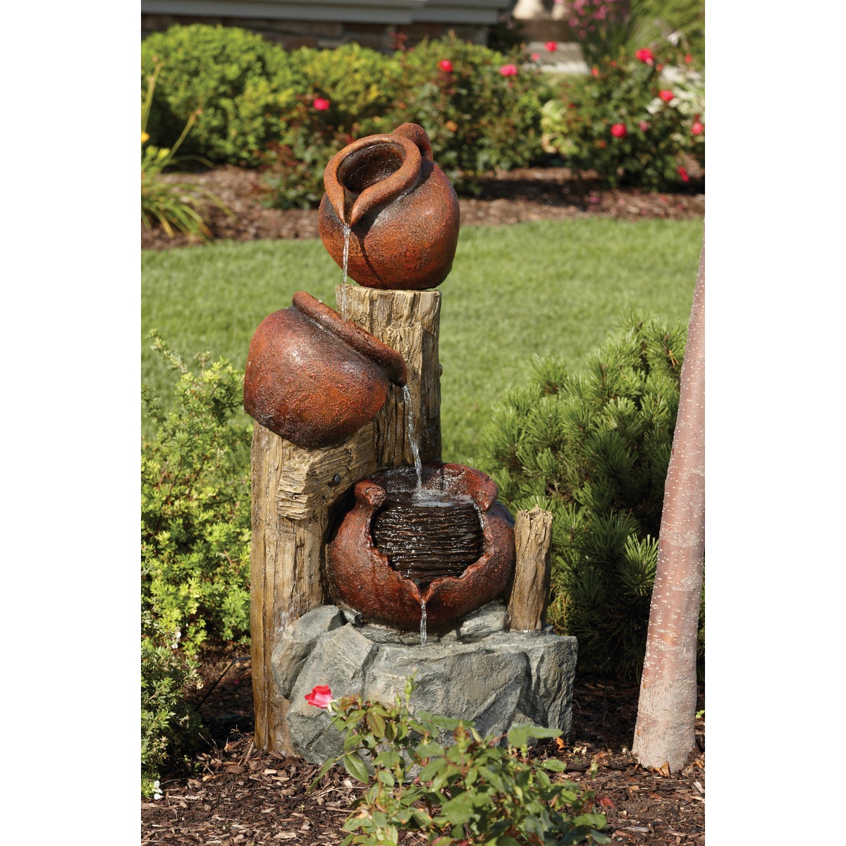 Best Garden 15 In. W. x 35 In. H. x 15 In. L. Resin 3-Pitcher Fountain