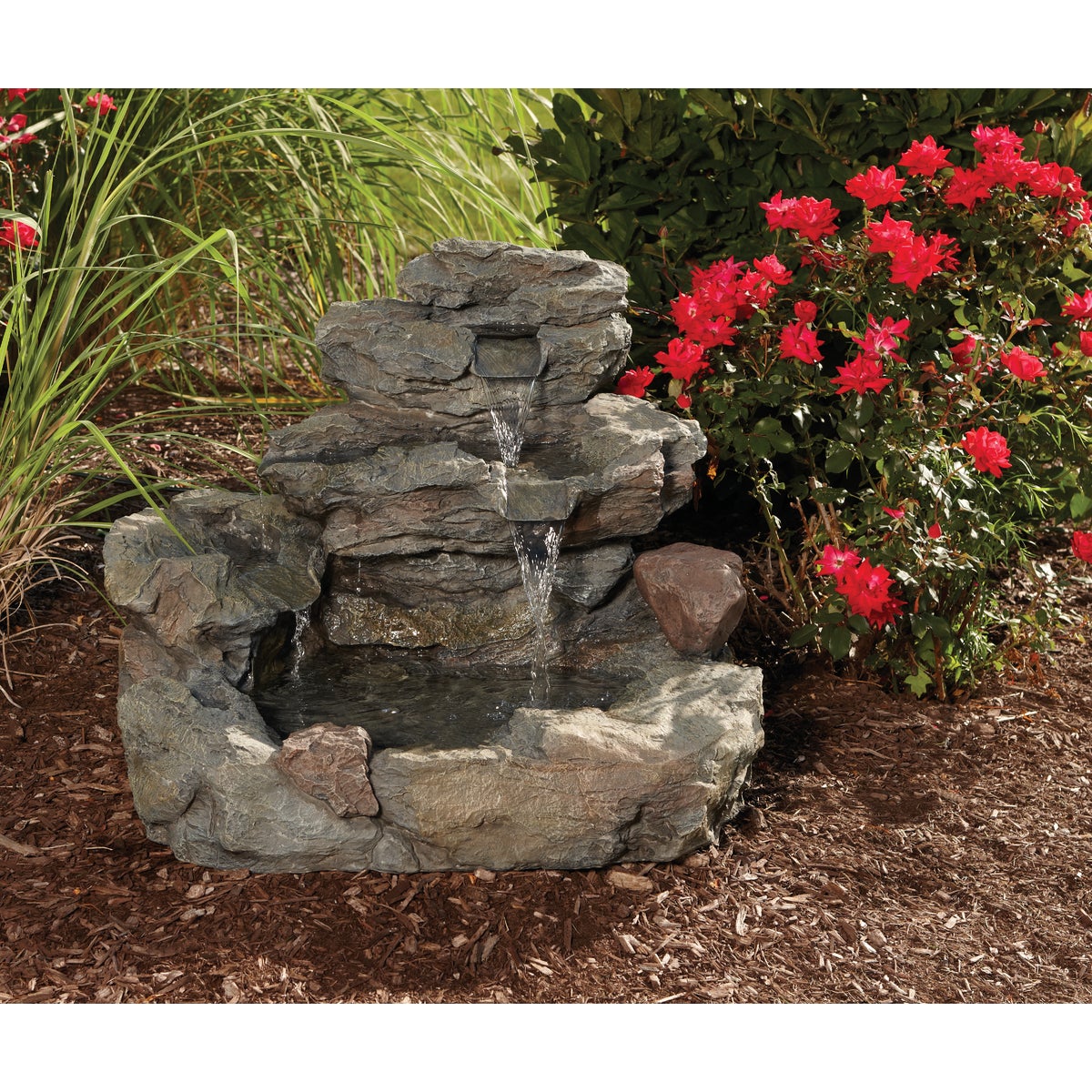 Best Garden 27 In. W. x 24 In. H. x 30 In. L. Resin 4-Tier Rock Fountain