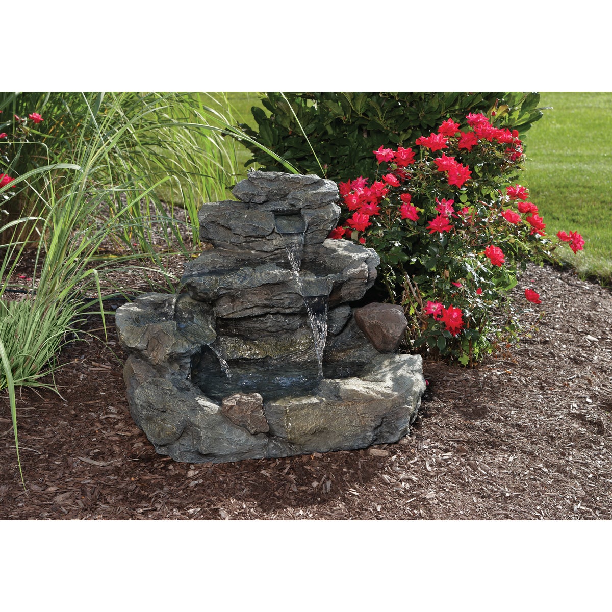 Best Garden 27 In. W. x 24 In. H. x 30 In. L. Resin 4-Tier Rock Fountain