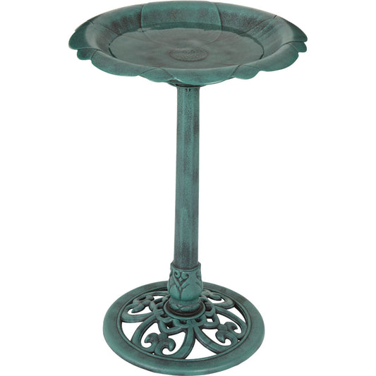 Best Garden Antique Verdigris Flower Pedestal Bird Bath