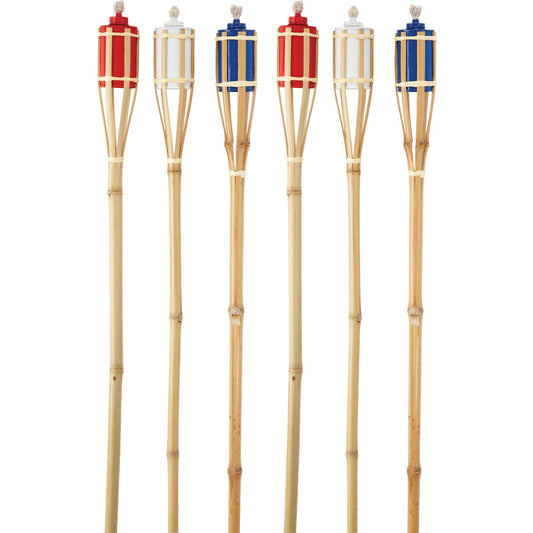Outdoor Expressions 4 Ft. Assorted Color Bamboo Patio Torch (6-Pack)