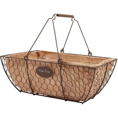Panacea 14 In. Rustic Farmhouse Herb Basket Planter