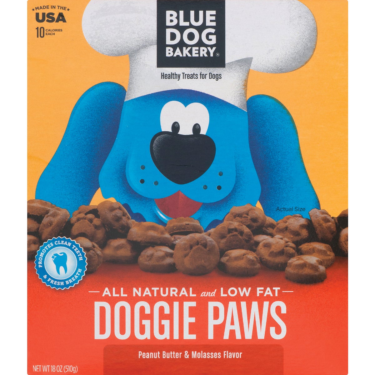 Blue Dog Bakery Doggie Paws Peanut Butter & Molasses Crunchy Dog Treat, 18 Oz.