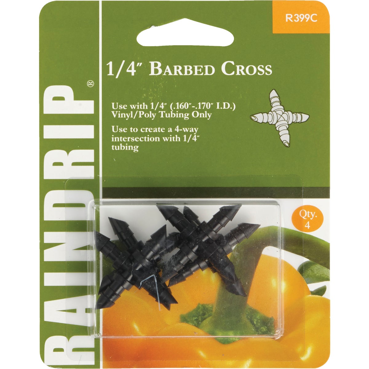 Raindrip 1/4 In. Tubing Barbed Cross Coupling (4-Pack)