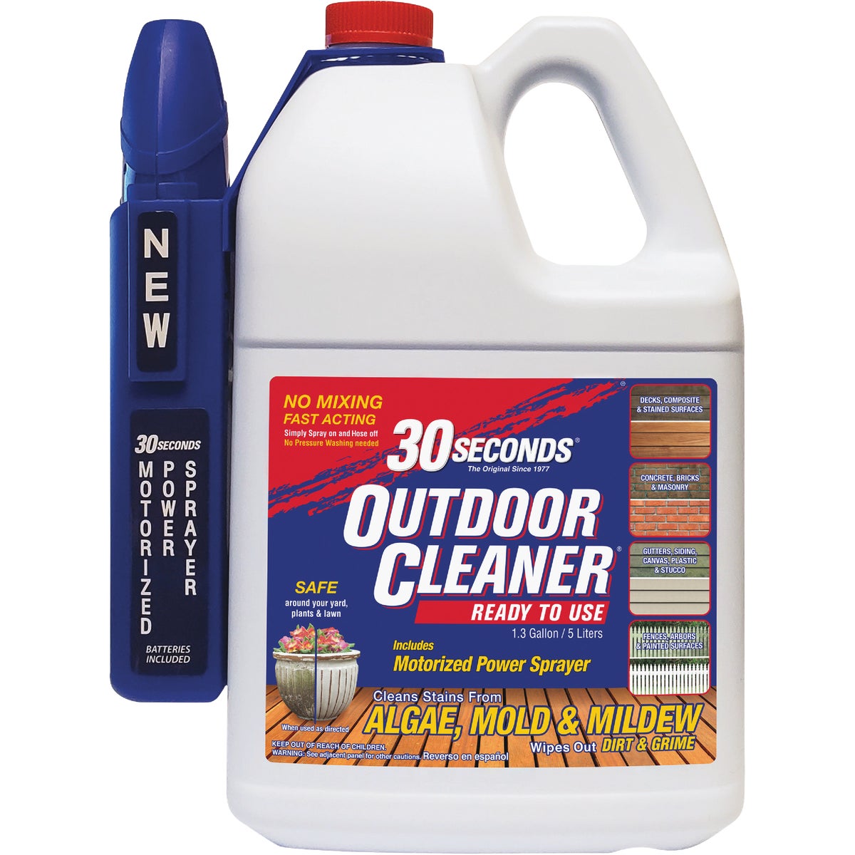 30 seconds Outdoor Cleaner 1.3 Gal. Ready To Use Power Sprayer Algae, Mold & Mildew Stain Remover