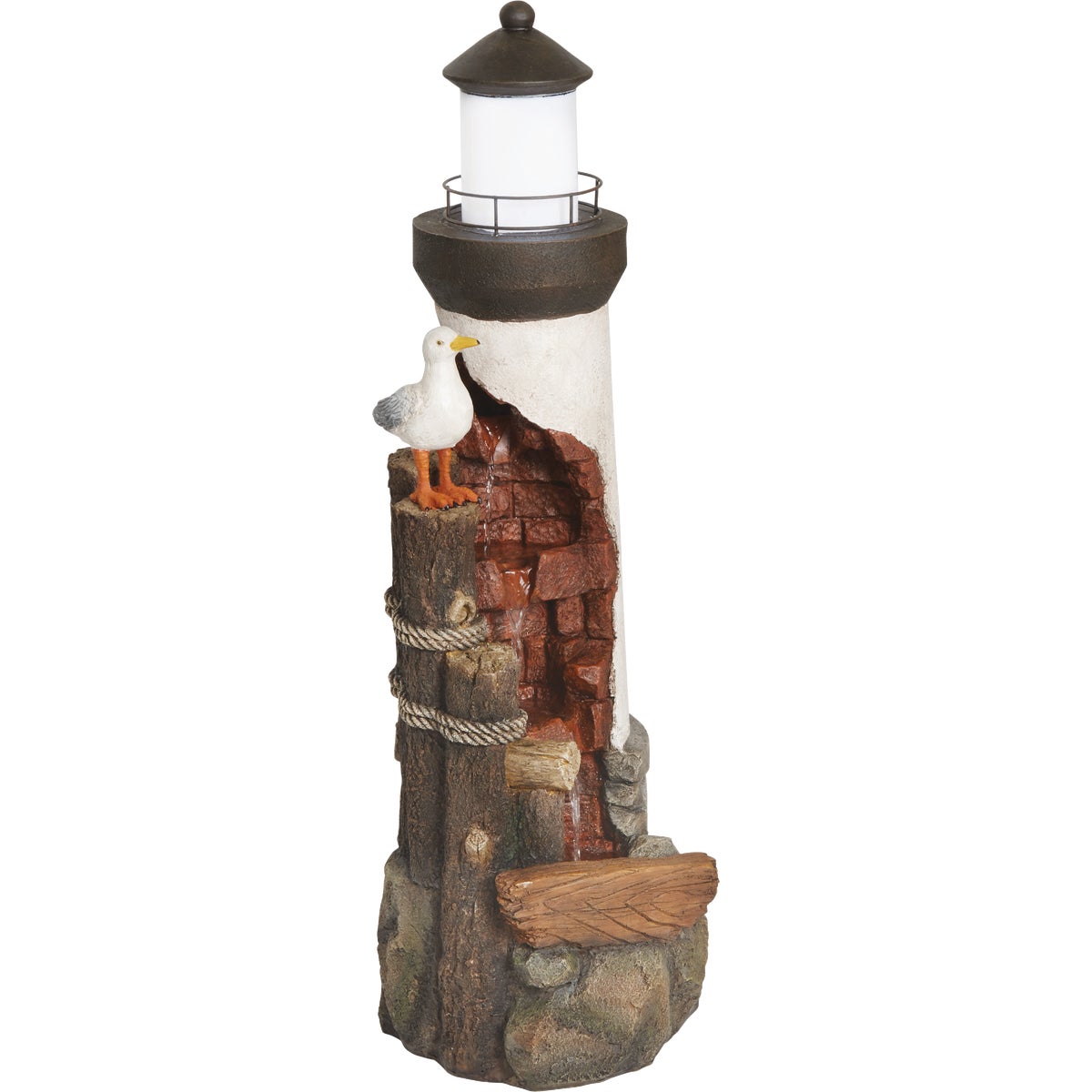 Best Garden 12 In. W. x 36 In. H. x 12 In. L. Resin Lighthouse with Seagull Fountain