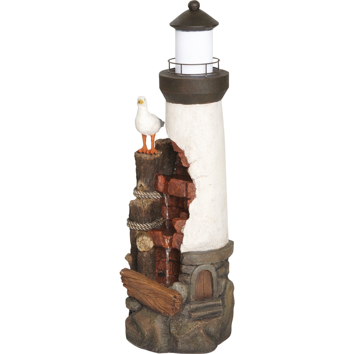 Best Garden 12 In. W. x 36 In. H. x 12 In. L. Resin Lighthouse with Seagull Fountain