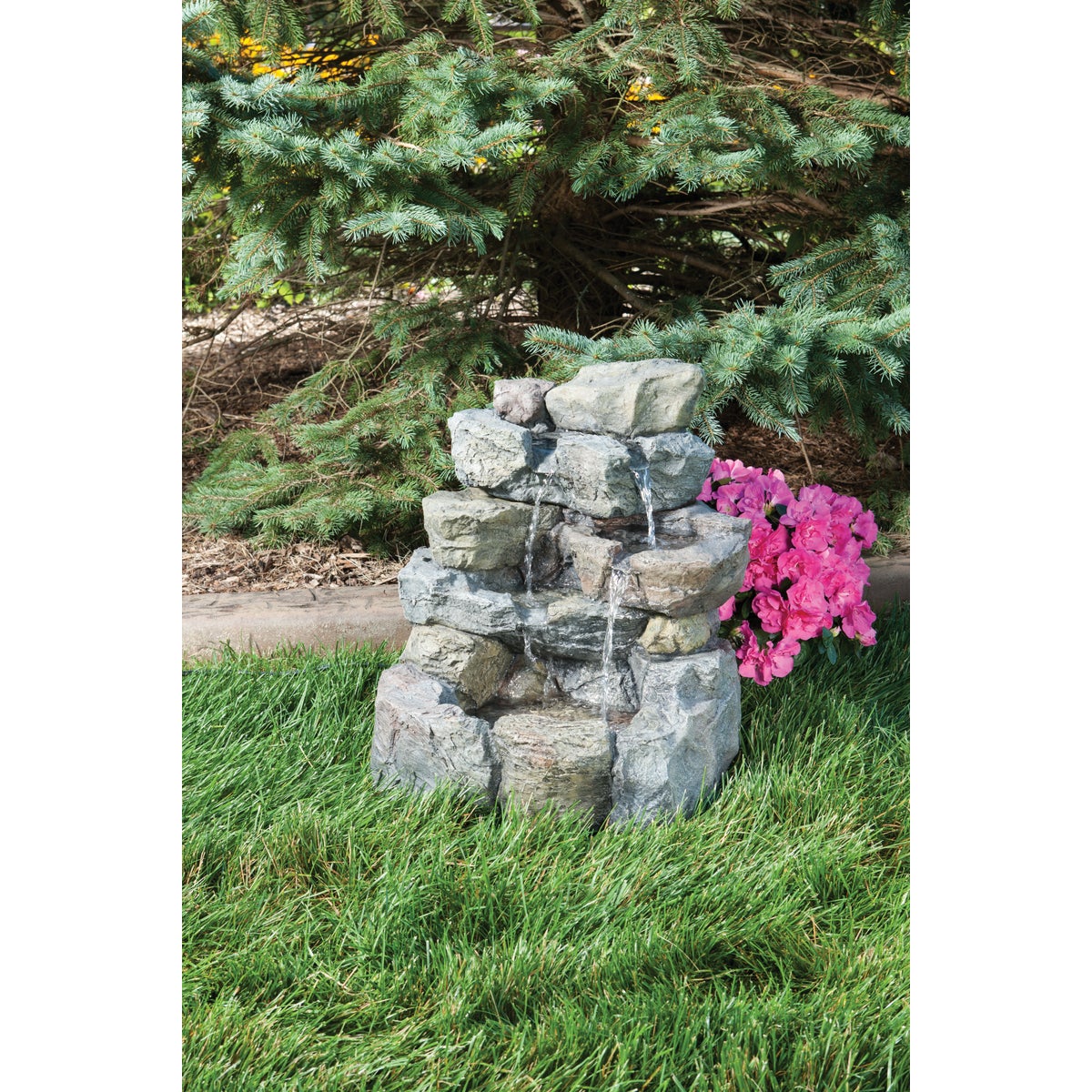 Best Garden 17 In. W. x 20 In. H. x 16 In. L. Resin Landscape Rock Fountain