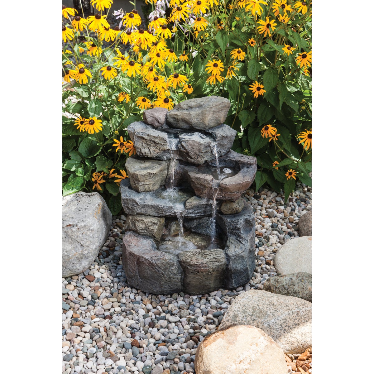 Best Garden 17 In. W. x 20 In. H. x 16 In. L. Resin Landscape Rock Fountain