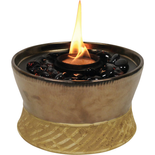 Tiki 7 In. Round Bronze Ceramic Firebowl