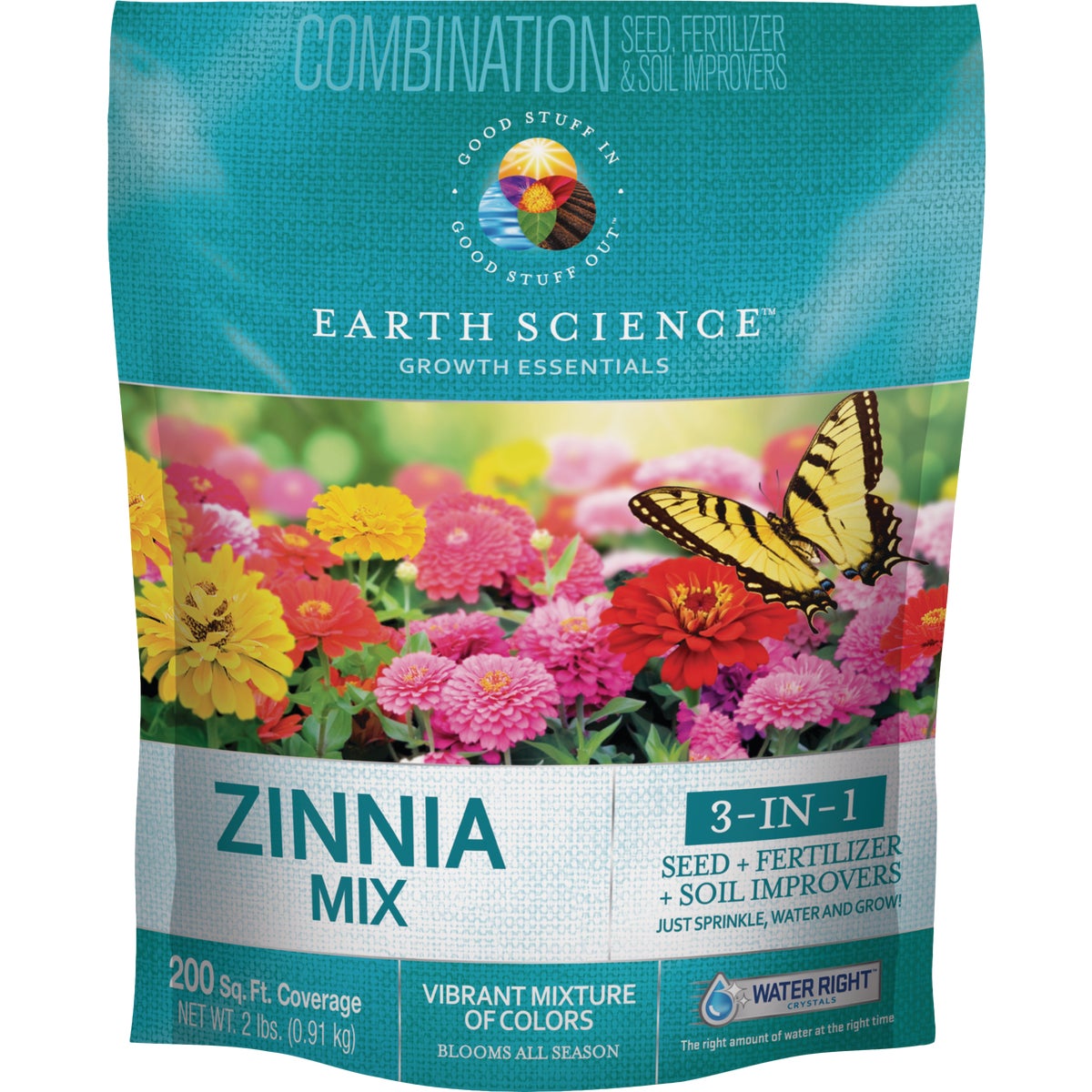 Earth Science All-In-One 2 Lb. 200 Sq. Ft. Coverage Zinnia Wildflower Seed Mix