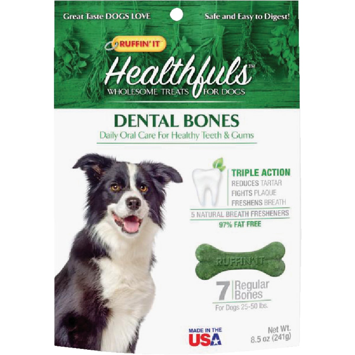 Ruffin' it Healthfuls Medium Dog Mint Flavor Dental Dog Treat (7-Pack)