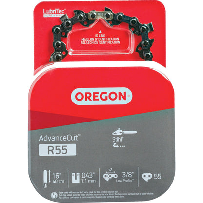 Oregon AdvanceCut LubriTec R55 16 In. 3/8 In. Low Profile 55 Link Chainsaw Chain