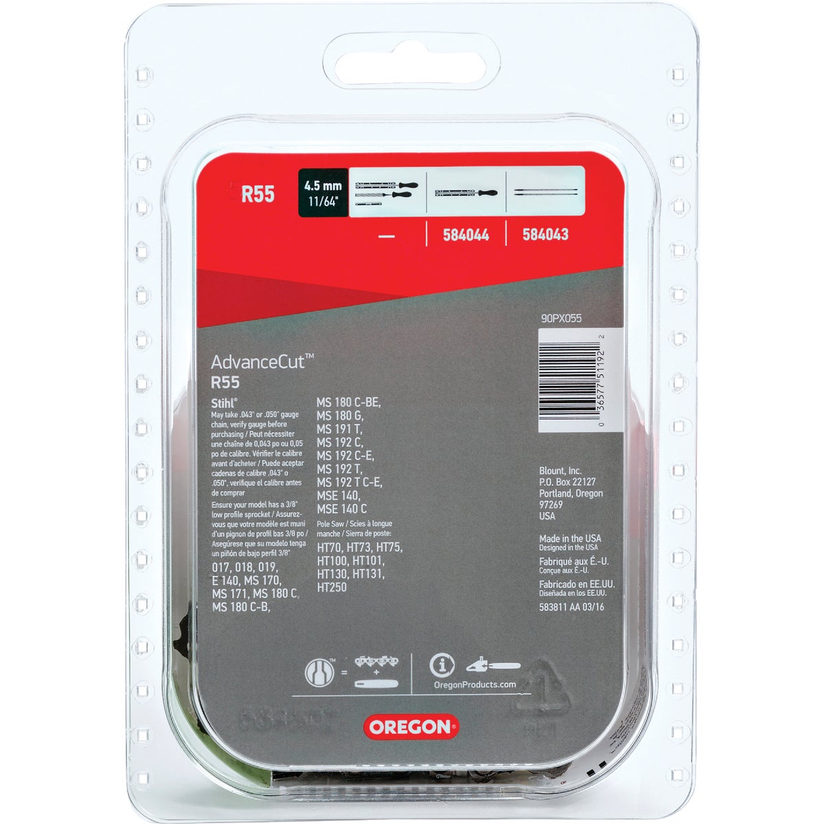 Oregon AdvanceCut LubriTec R55 16 In. 3/8 In. Low Profile 55 Link Chainsaw Chain